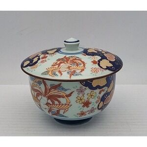Arita Ware Floral Porcelain Tea Cup & Lid | Trinket Jars Made In Japan